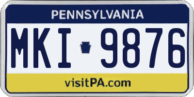 PA license plate MKI9876