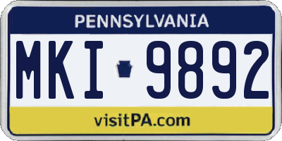 PA license plate MKI9892