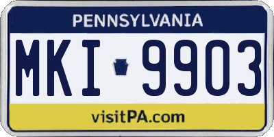 PA license plate MKI9903