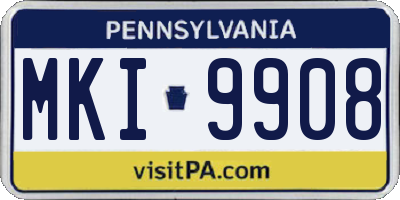 PA license plate MKI9908