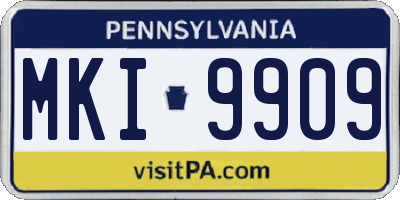 PA license plate MKI9909