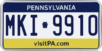 PA license plate MKI9910