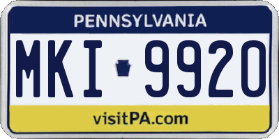 PA license plate MKI9920
