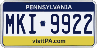 PA license plate MKI9922