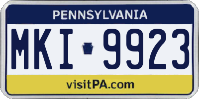 PA license plate MKI9923