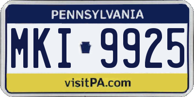 PA license plate MKI9925