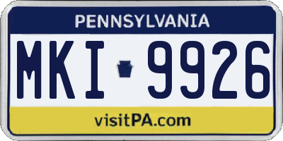 PA license plate MKI9926