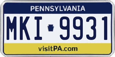 PA license plate MKI9931