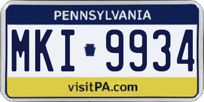 PA license plate MKI9934