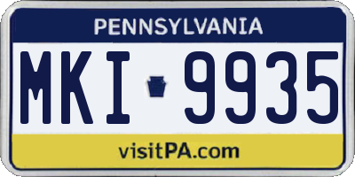 PA license plate MKI9935