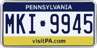 PA license plate MKI9945