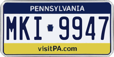 PA license plate MKI9947