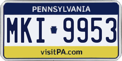 PA license plate MKI9953