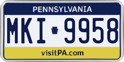 PA license plate MKI9958