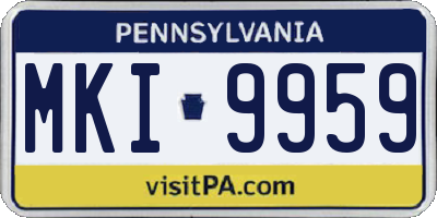 PA license plate MKI9959