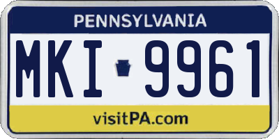 PA license plate MKI9961