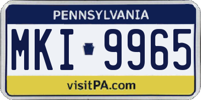PA license plate MKI9965