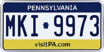 PA license plate MKI9973