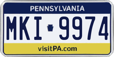 PA license plate MKI9974