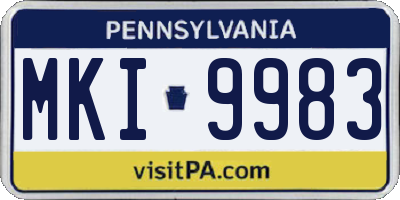PA license plate MKI9983