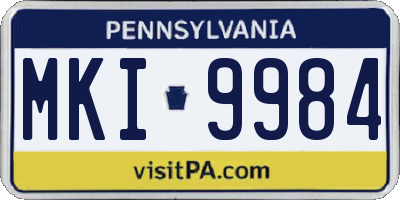 PA license plate MKI9984