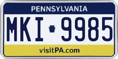 PA license plate MKI9985