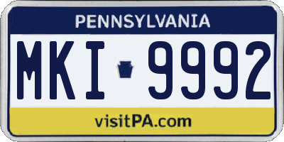 PA license plate MKI9992