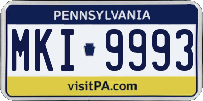 PA license plate MKI9993