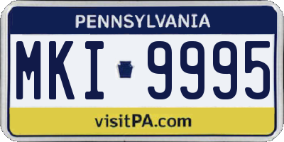 PA license plate MKI9995