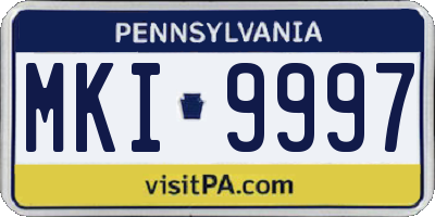 PA license plate MKI9997