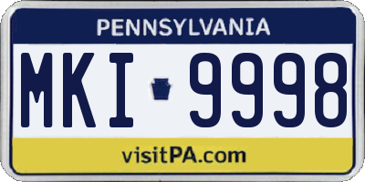 PA license plate MKI9998