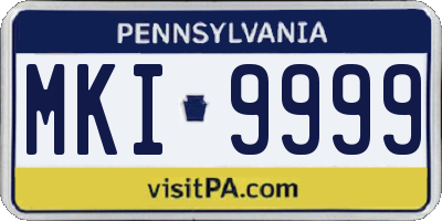 PA license plate MKI9999