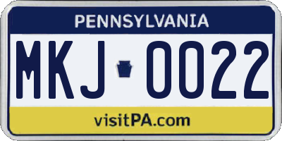 PA license plate MKJ0022