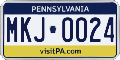 PA license plate MKJ0024