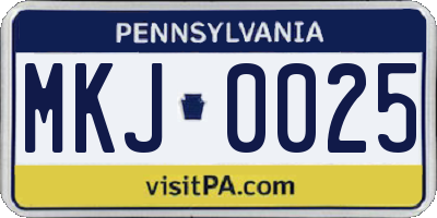 PA license plate MKJ0025