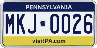 PA license plate MKJ0026