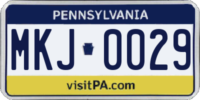 PA license plate MKJ0029