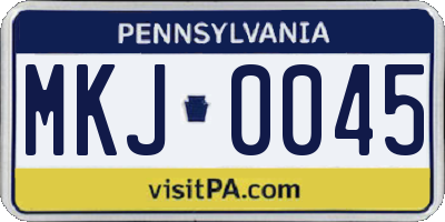 PA license plate MKJ0045