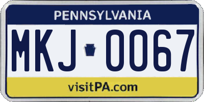 PA license plate MKJ0067