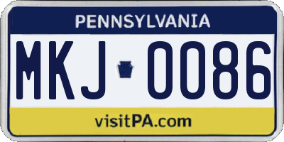 PA license plate MKJ0086