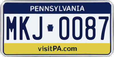PA license plate MKJ0087