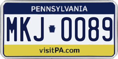 PA license plate MKJ0089
