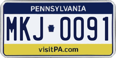 PA license plate MKJ0091