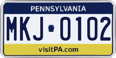 PA license plate MKJ0102