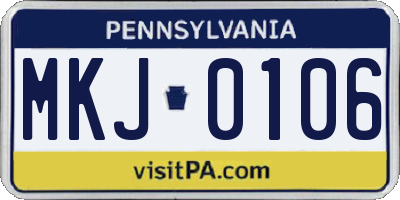 PA license plate MKJ0106