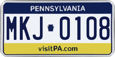 PA license plate MKJ0108