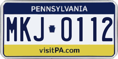PA license plate MKJ0112
