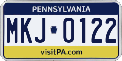 PA license plate MKJ0122