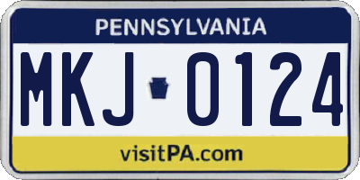 PA license plate MKJ0124