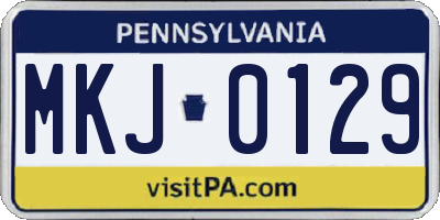 PA license plate MKJ0129